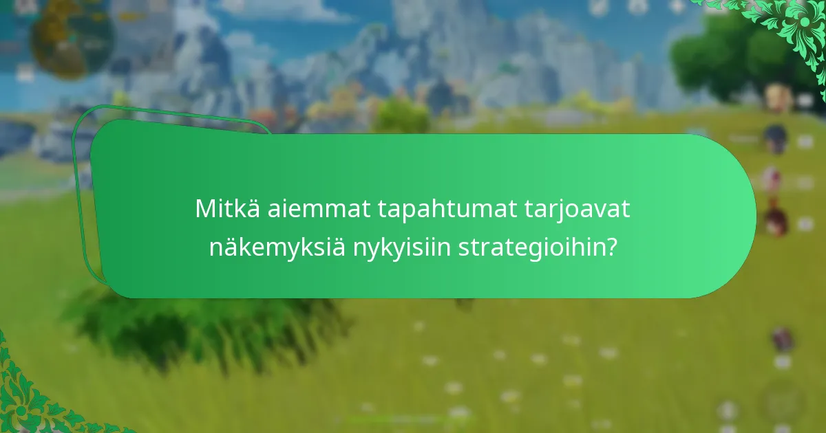 Mitkä aiemmat tapahtumat tarjoavat näkemyksiä nykyisiin strategioihin?